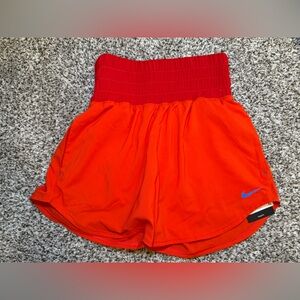 Nike Women's Bold Red and Orange Athletic Shorts